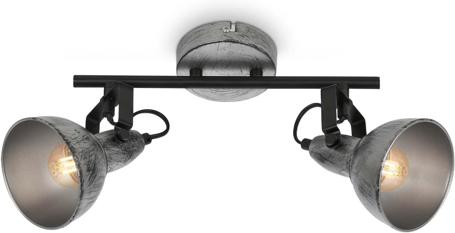 BRILONER - Deckenlampe Vintage schwenkbar, E14 Fassung, max. 40 Watt, Deckenleuchte, Lampe, Wohnzimmerlampe, Schlafzimmerlampe, Küchenlampe, Deckenstrahler, 30,5 x 10 x 18 cm, Antik-Silber Bild 1