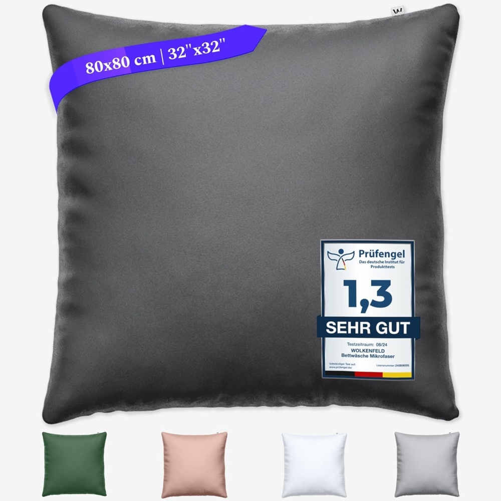 Wolkenfeld Kissenbezug Mikrofaser Kissenbezug - Allergiker Kopfkissenbezug - unfassbar weich, Größe 80x80, 40x80 und 70x90 cm I versteckter Reißverschluss Bild 1