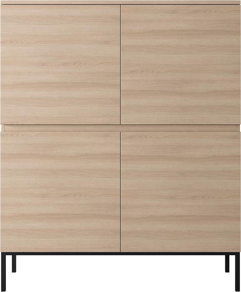 Selsey Bemmi Sideboard Highboard 4-türig, Lindberg Eiche mit Metallbeinen, 100 cm Bild 1