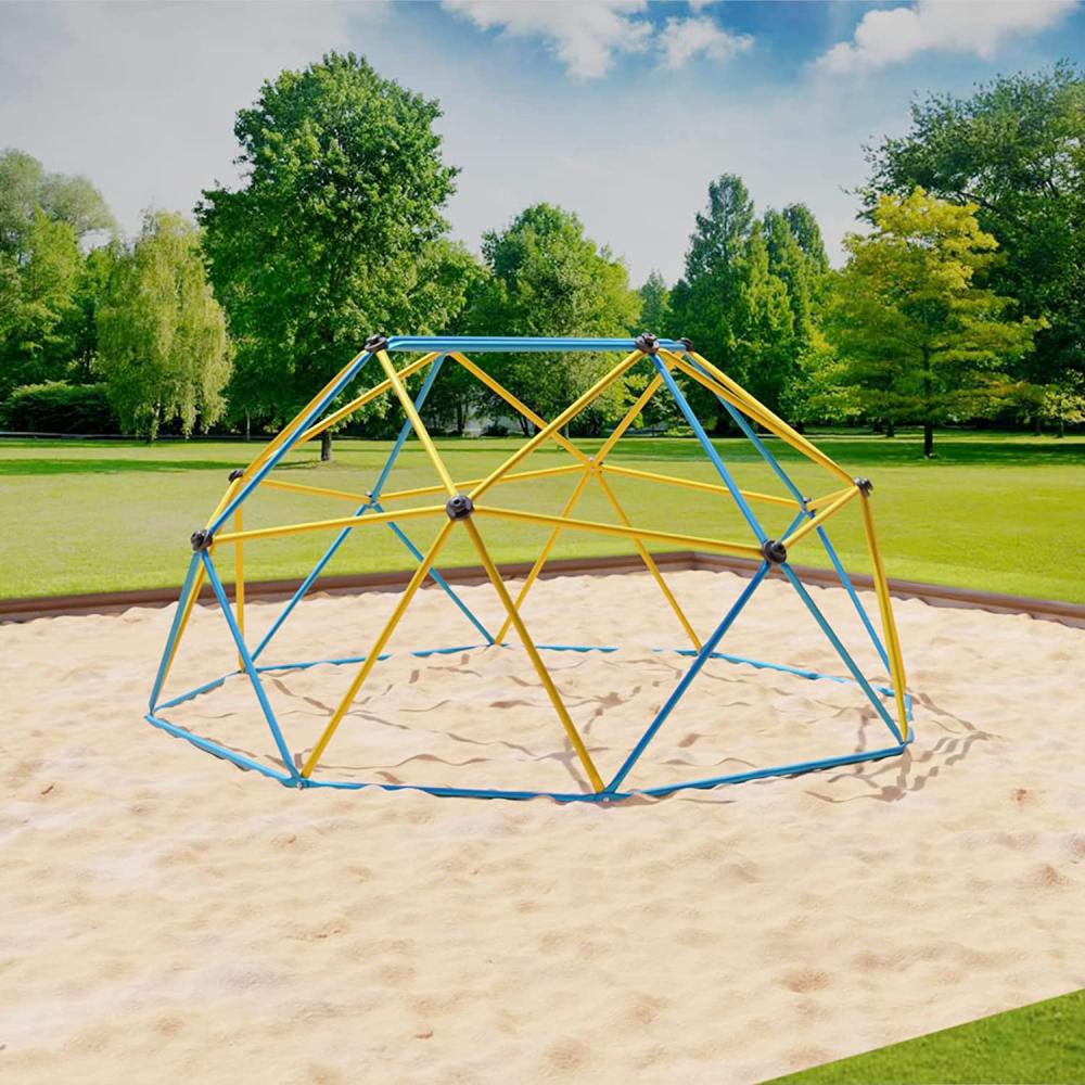 Klettergerüst 244x244x120cm DomeClimber Kinder Kletterkuppel Geodome 8FT blau/gelb Bild 1