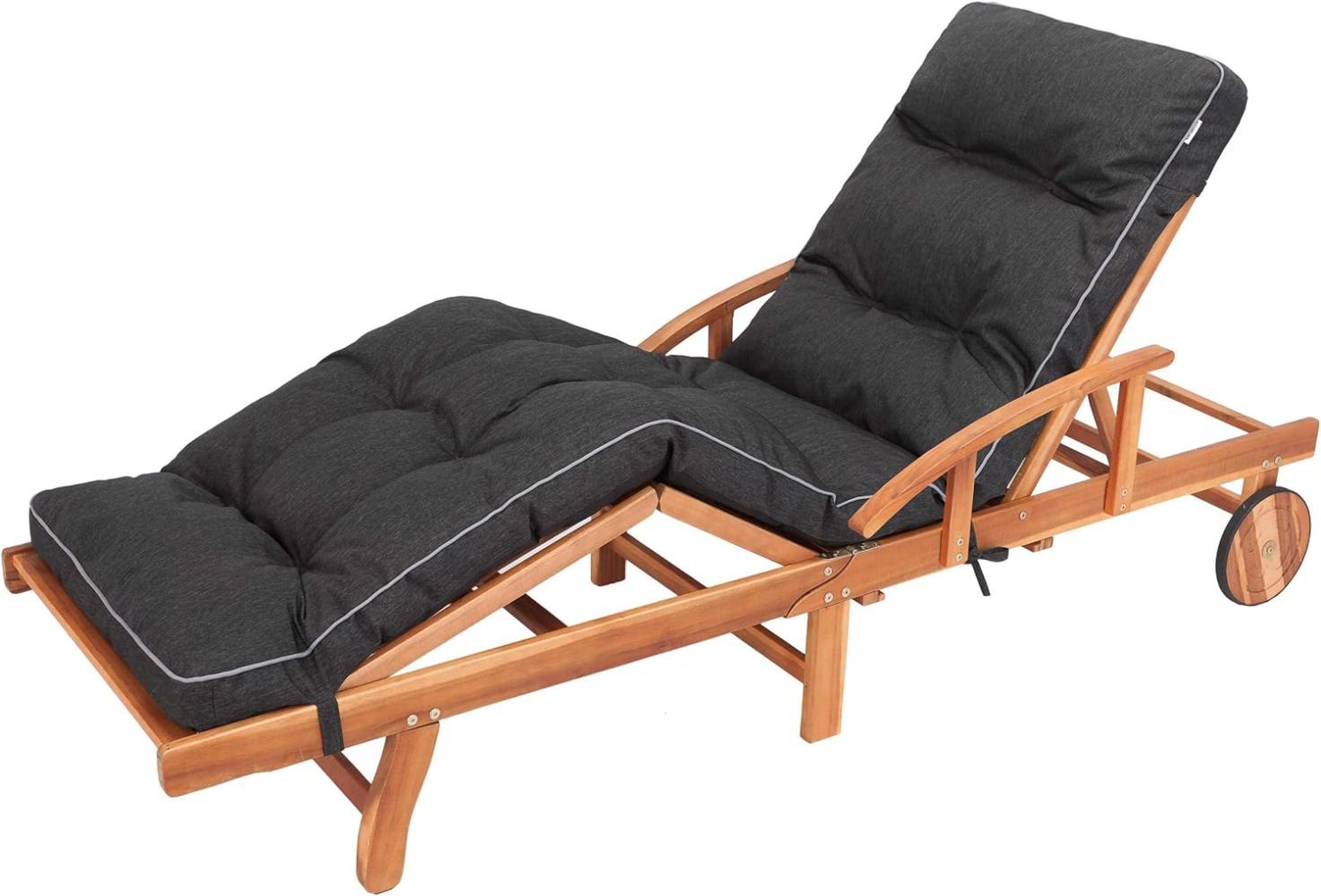 Bjird Liegenauflage, Auflage für Gartenliege 200 x 55 x 8 cm, Auflagen für Deckchair,Polsterauflage für Sonnenliege, Kissen für Liegestuhl, gesteppt - Schwarz Bild 1