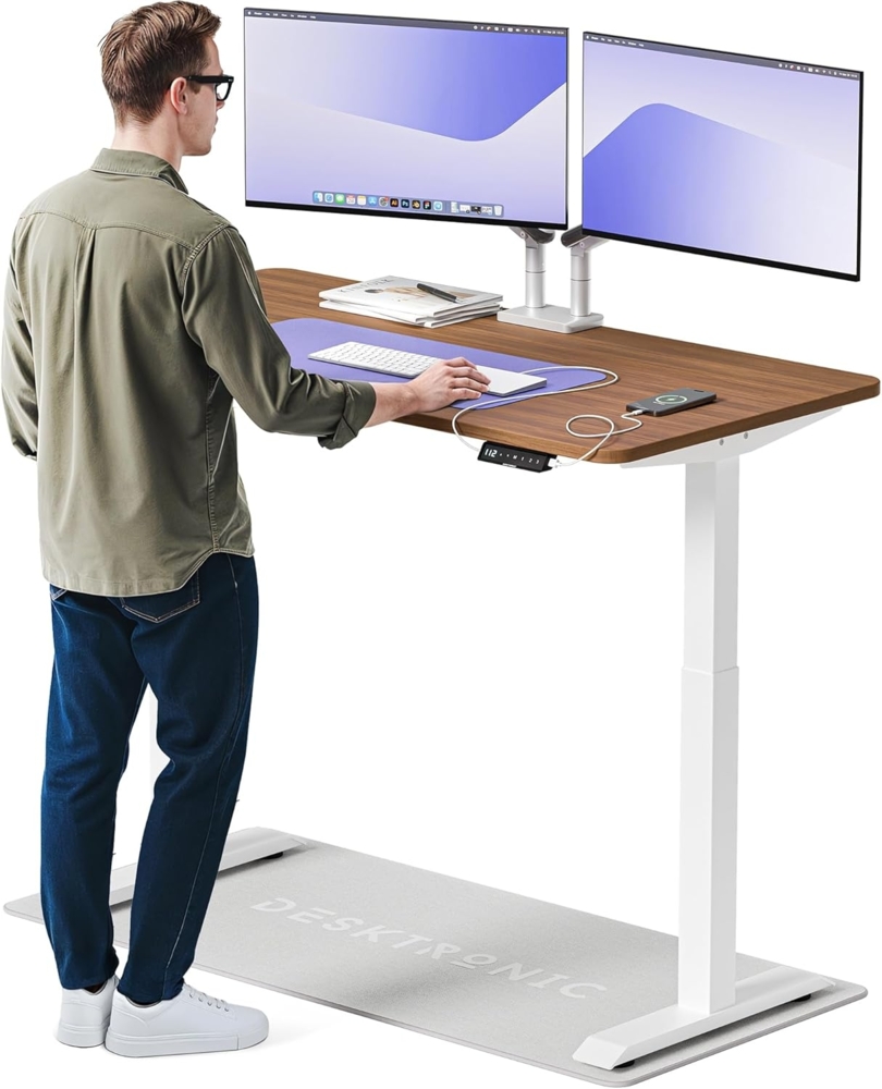 Höhenverstellbarer Schreibtisch (140x70 cm) - Sitz- & Stehpult mit Ladebuchsen - Schreibtisch Höhenverstellbar Elektrisch Touchscreen & Stahlfüßen - Schreibtisch Höhenverstellbar von Desktronic Bild 1