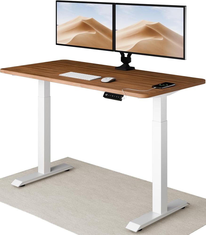 Höhenverstellbarer Schreibtisch (140 x 70 cm) - Sitz- & Stehpult mit Ladebuchsen - Schreibtisch Höhenverstellbar Elektrisch Touchscreen & Stahlfüßen - Schreibtisch Höhenverstellbar von Desktronic Bild 1