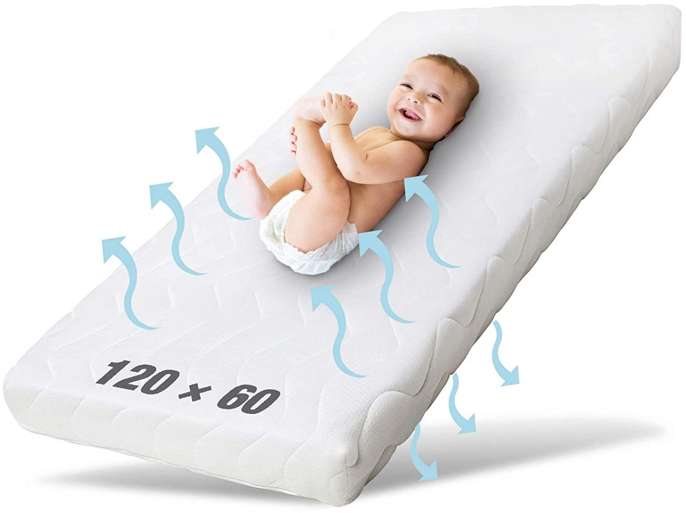 Kindermatratze Pur, Babymatratze für Babybett, Baby Matratze, Ehrenkind, 8 cm hoch, (gratis Versand, Härtegrad (Weich - Mittelweich), Standard 100 by OEKO-TEX, Babymatratze 60x120 cm Bild 1