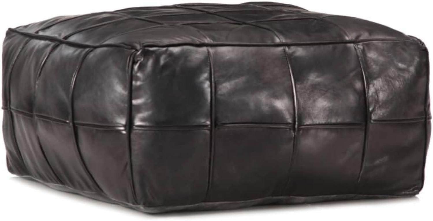 Pouf Schwarz 60 x 60 x 30 cm Echtes Ziegenleder Bild 1