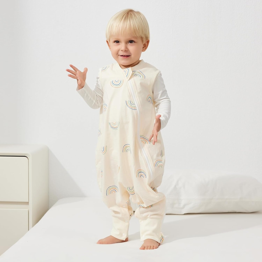 Duomiaomiao Baby Schlafsack Sommer, Schlafsack mit füßen 0.5 tog, Dünne Sommer Schlafsack mit füßen, 100% Baumwolle Schlafsack Kinder Sommer Bild 1