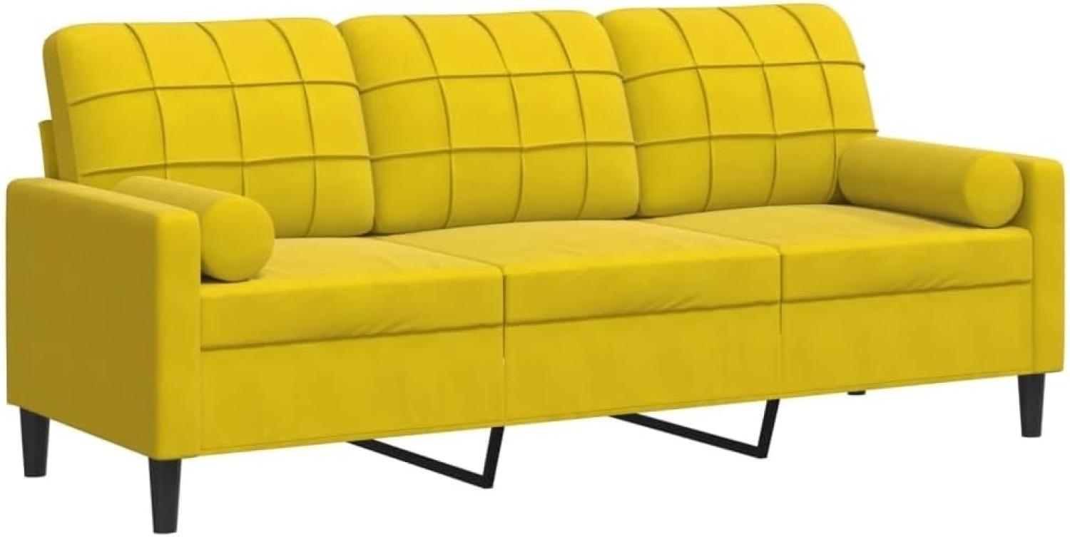 3-Sitzer-Sofa mit Zierkissen Gelb 180 cm Samt 3278235 Bild 1