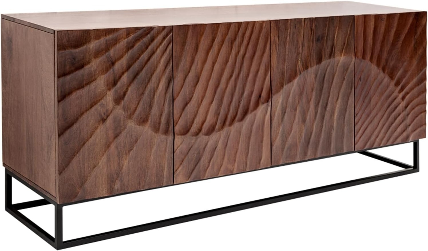 riess-ambiente Sideboard SCORPION 180cm dunkelbraun / schwarz · Anrichte aus Akazien-Massivholz (Einzelartikel, 1 St), Kommode mit 3D Schnitzereien · Metall · 4 Türen & 4 Fächer · Design Bild 1