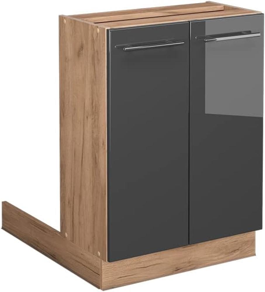 Vicco Küchenschrank Küchenmöbel Fame-Line modern Küche Einbauküche Küchenzeile Blende Unterschrank Hochschrank Hängeschrank (Eiche-Anthrazit Hochglanz, Regalinselunterschrank 60 cm) Bild 1