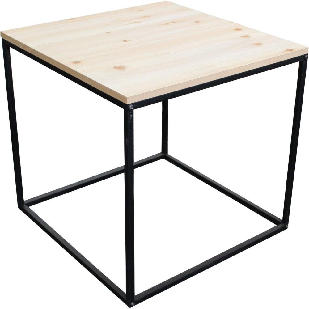 Metall Beistelltisch mit Holz Tischplatte - 45x45x42 cm - Couchtisch Sofatisch Tisch Bild 1