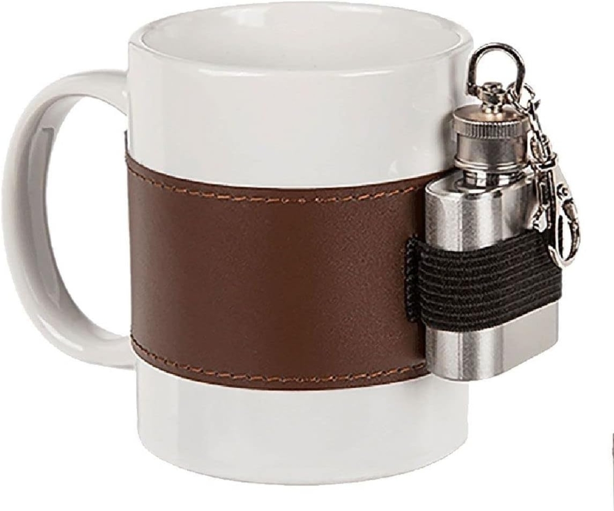 OOTB Keramik-Becher, Extra Shot, mit Metall-Flachmann, Weiß, 14. 5 x 8 x 9. 5 cm Bild 1