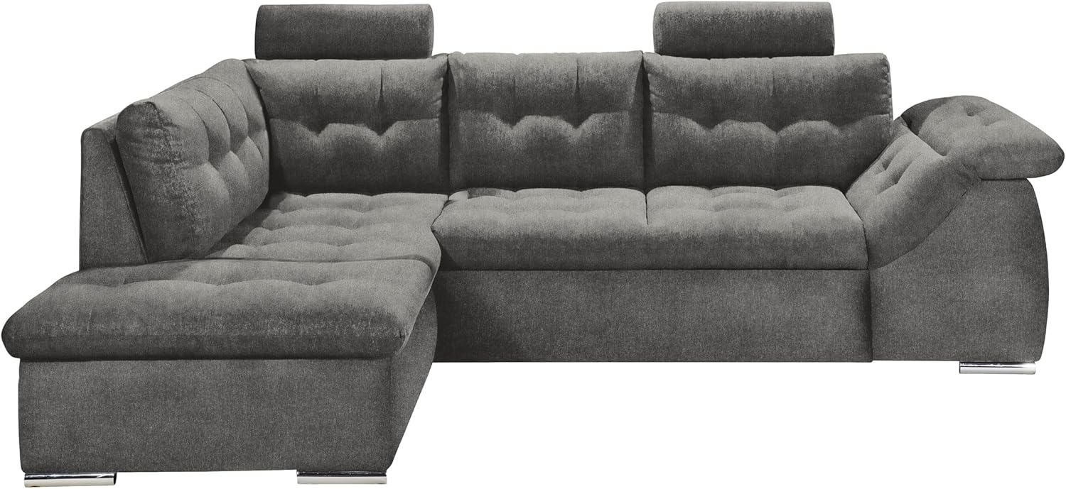 OMAN 2 Ecksofa mit Schlaffunktion, Anthrazit - Moderne Eckcouch in L-Form mit Bettkasten und Armteilverstellung - 283x84 (101) x 193 cm (B/H/T) Bild 1