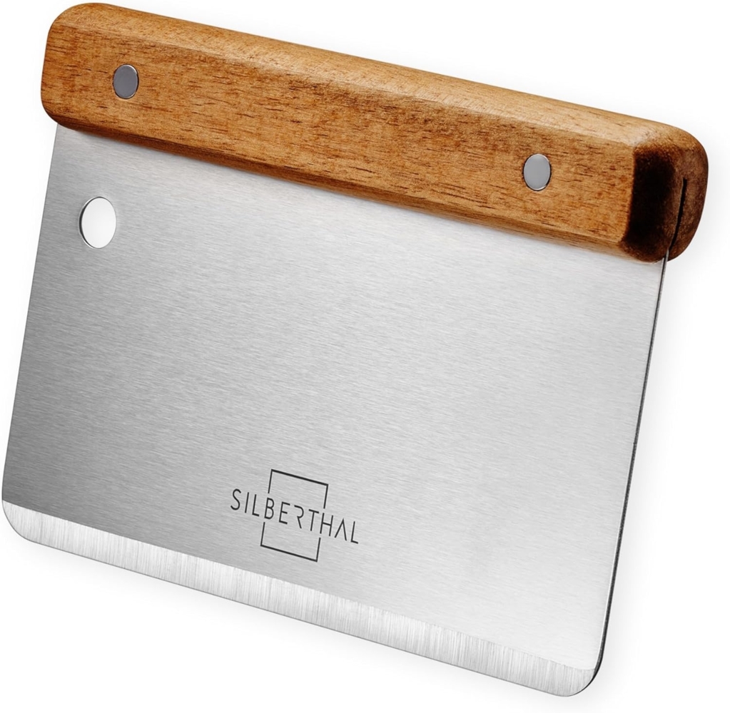 SILBERTHAL Teigschaber Teigkarte Edelstahl 16 cm mit Holzgriff, ideal zum Portionieren, Schneiden & Schaben Bild 1