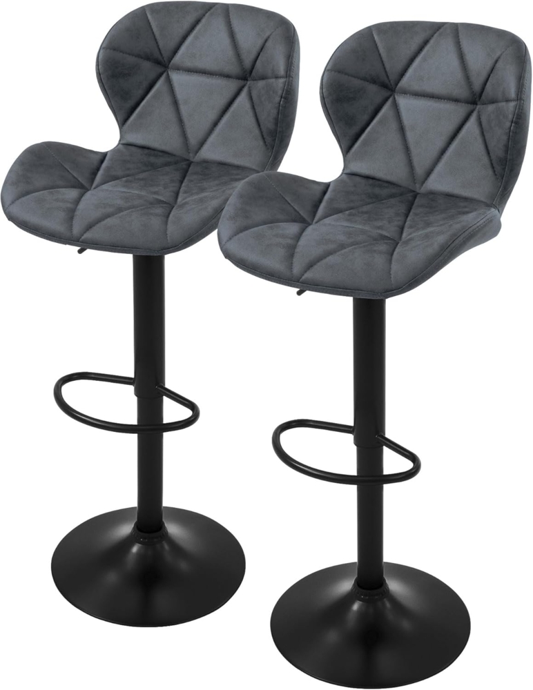 ML-DESIGN Barhocker Gepolsterter Barstuhl mit Rückenlehne und Fußstütze, 360° drehbar (2 St), Bistrohocker aus Kunstleder, Anthrazit, Drehstuhl Hocker Tresenhocker Bild 1