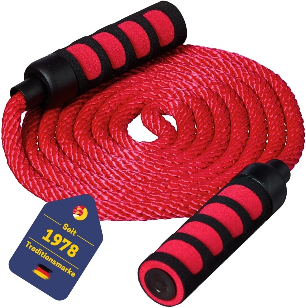 Best Sporting Springseil Springseil mit Softgriffen I Länge 400 cm I Farbe Rot, Schwungseil für mehrere Springer Bild 1