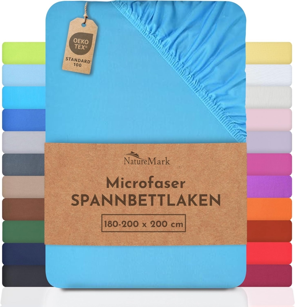 NatureMark - Mikrofaser SPANNBETTLAKEN zum Sparpreis! viele Größen und Farben Markenware (180x200-200x200 cm, türkis) Bild 1