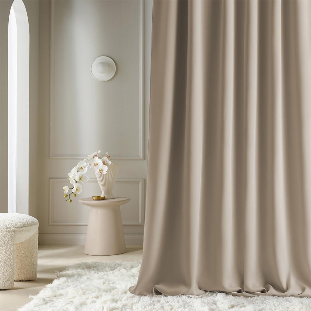ROOM99 Vorhang mit Silberen Ösen Aura 180x260 cm Breite x Höhe Schiebegardinen Modern Curtain Wohnzimmer Schlafzimmer Beige, 1 Stück Bild 1