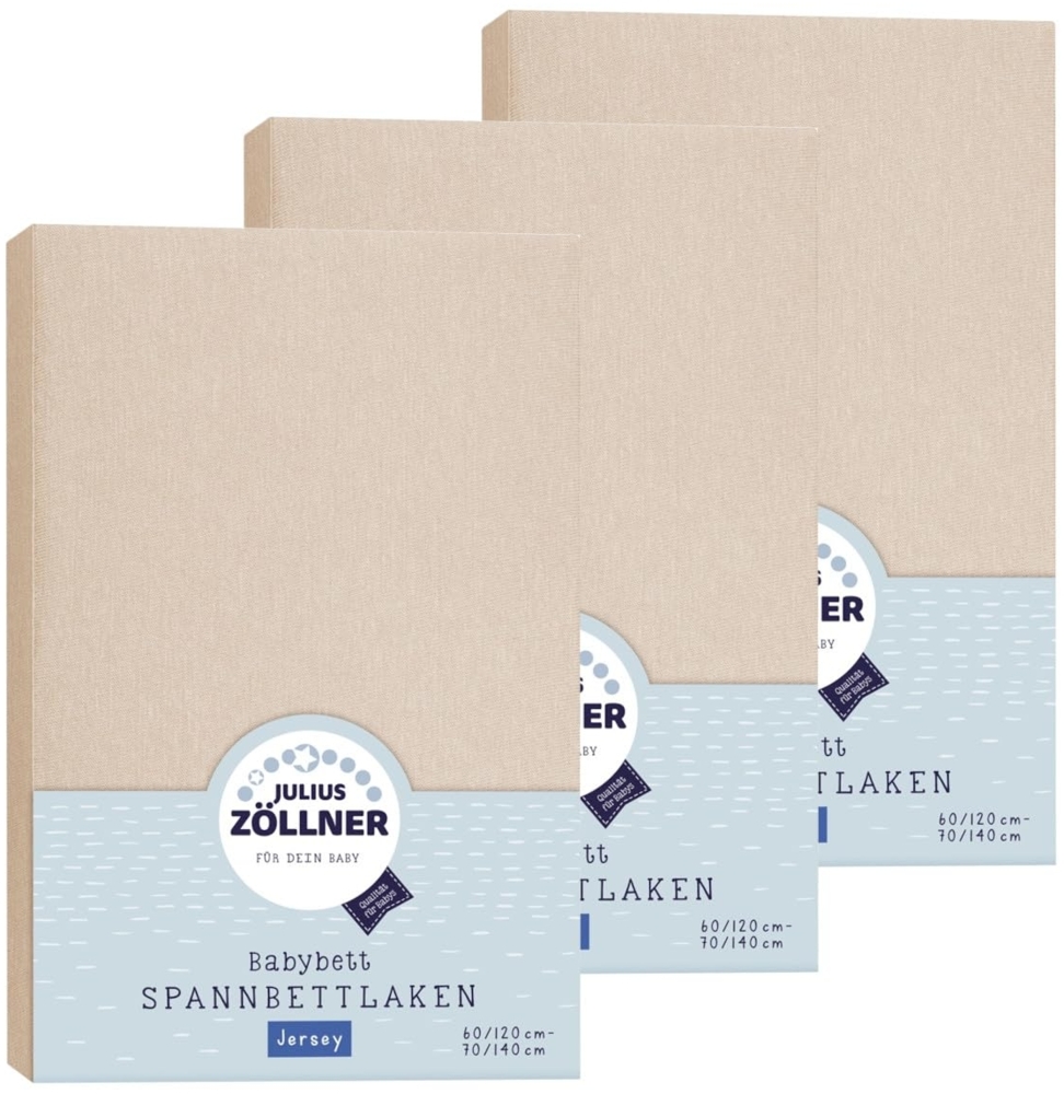 Julius Zöllner Spannbetttuch Jersey 70x140 / 60x120 Sand 3er Pack Bild 1