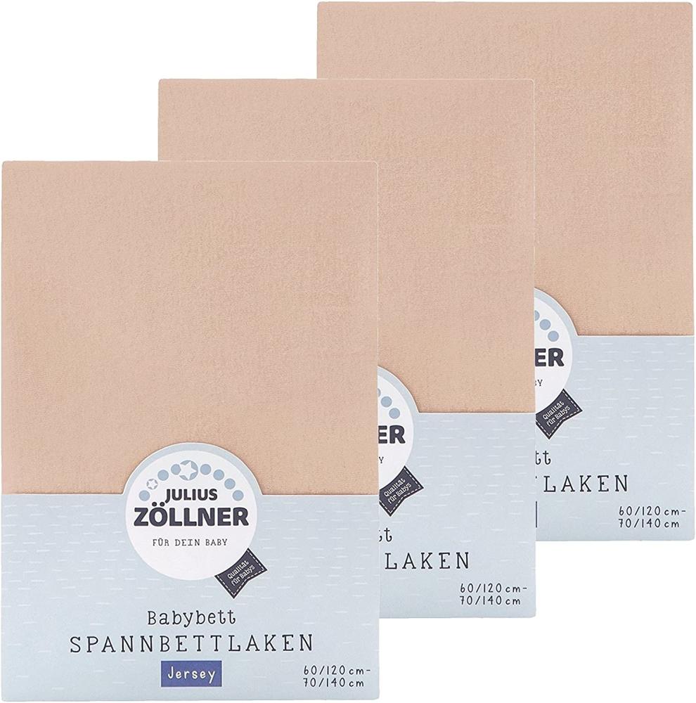 Julius Zöllner Spannbetttuch Jersey 70x140 / 60x120 Sand 3er Pack Bild 1