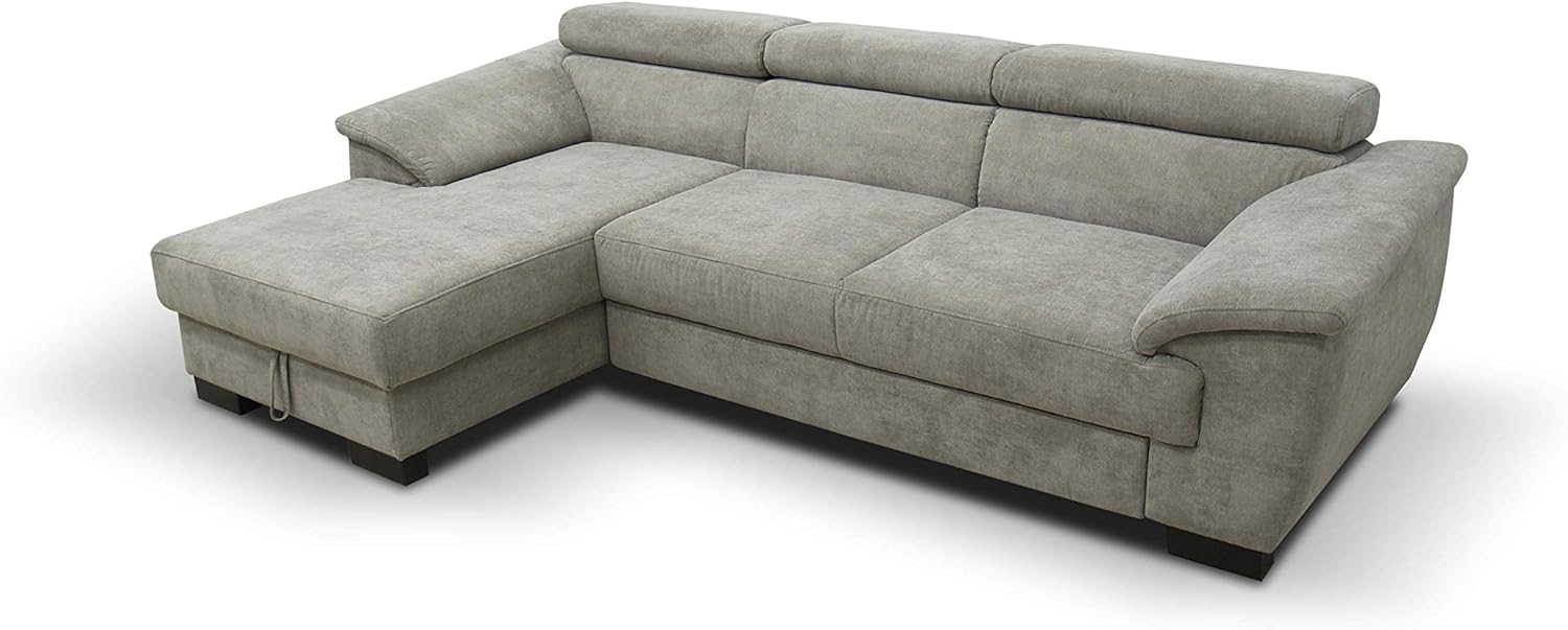 DOMO Collection David Sofa, Ecksofa mit Rückenfunktion, Eckcouch mit Schlaffunktion und Bettkasten (Staufach), 272 x 166 cm Funtkionssofa mit Federkern in beige-braun Bild 1