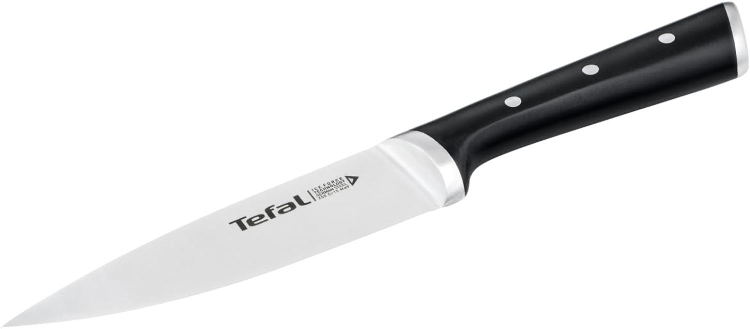 Tefal K23203 Ice Force Kochmesser 15 cm | Fleisch- oder Gemüsemesser | deutscher Edelstahl | ergonomischer Griff | spülmaschinenfest | Edelstahl/Schwarz Bild 1