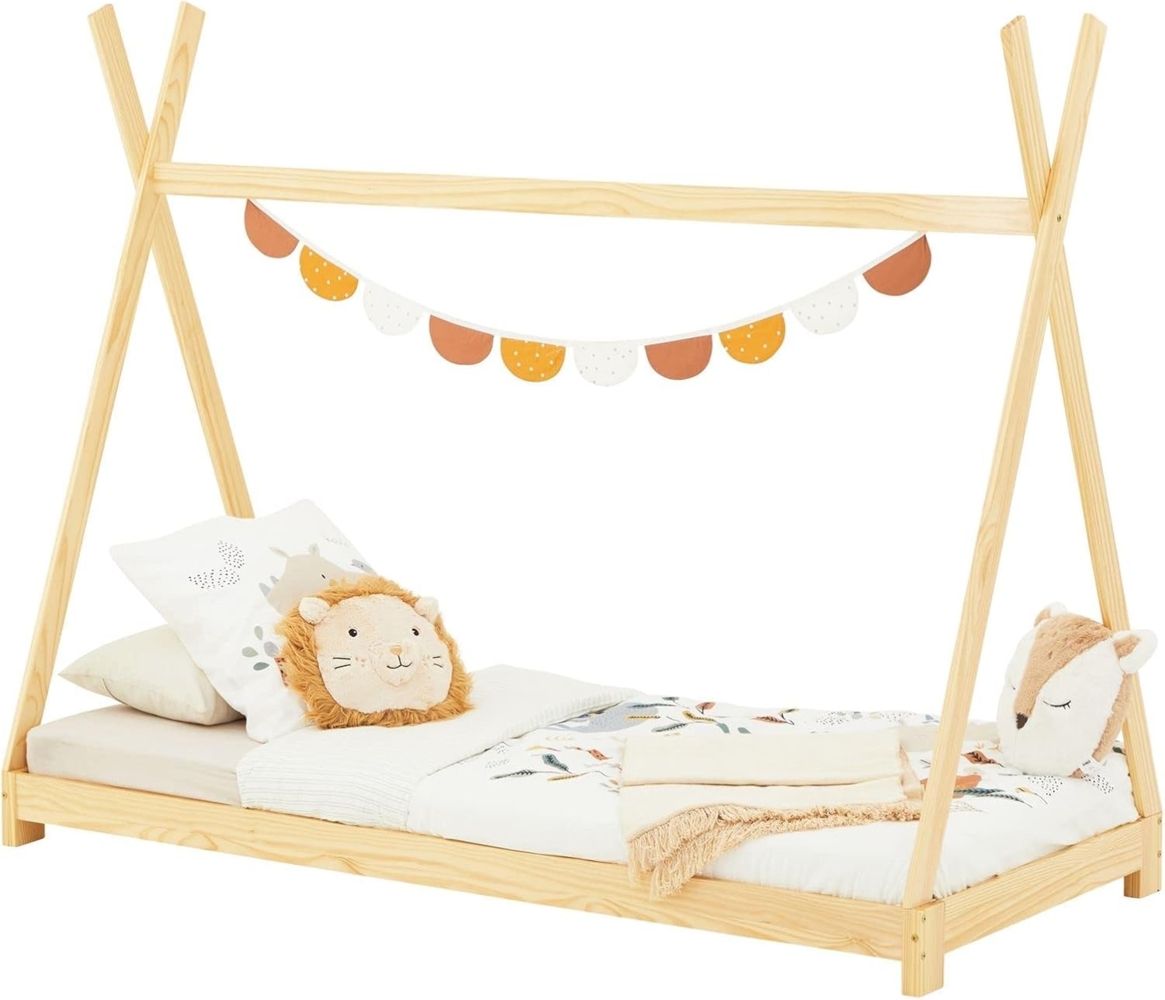 IDIMEX Kinderbett ELIN, Tipibett Hausbett Spielbett Zeltbett Zelt Tipi Bett mit Dach aus Kiefe Bild 1