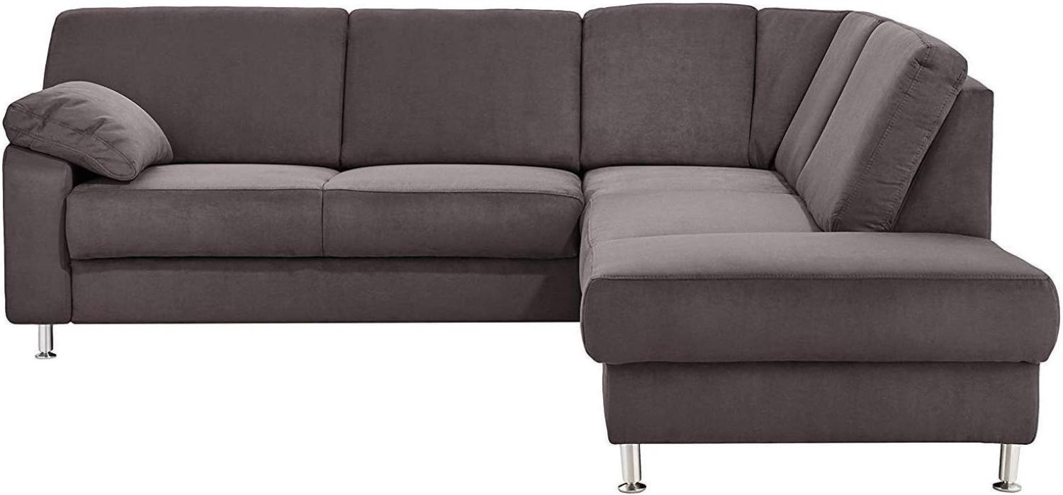 Cavadore Ecksofa Belfast mit Ottomane rechts / Polsterecke mit Federkern / inkl. Vorziehsitz und Bettkasten / 243 x 88 x 218 / Mikrofaser Grau Bild 1