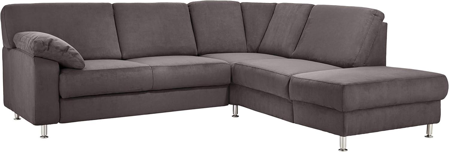 Cavadore Ecksofa Belfast mit Ottomane rechts / Polsterecke mit Federkern / inkl. Vorziehsitz und Bettkasten / 243 x 88 x 218 / Mikrofaser Grau Bild 1