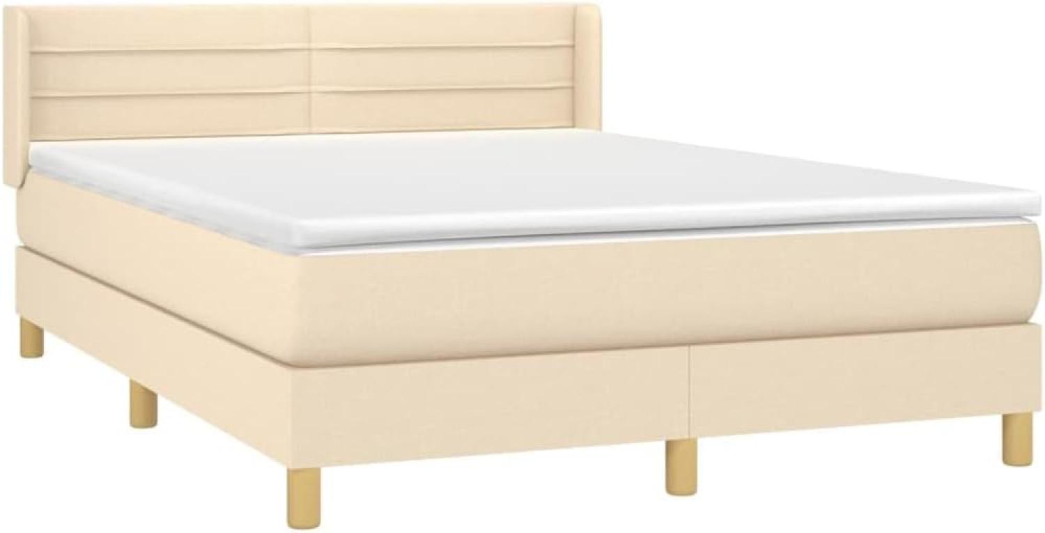 vidaXL Boxspringbett mit Matratze Creme 140x190 cm Stoff Bild 1