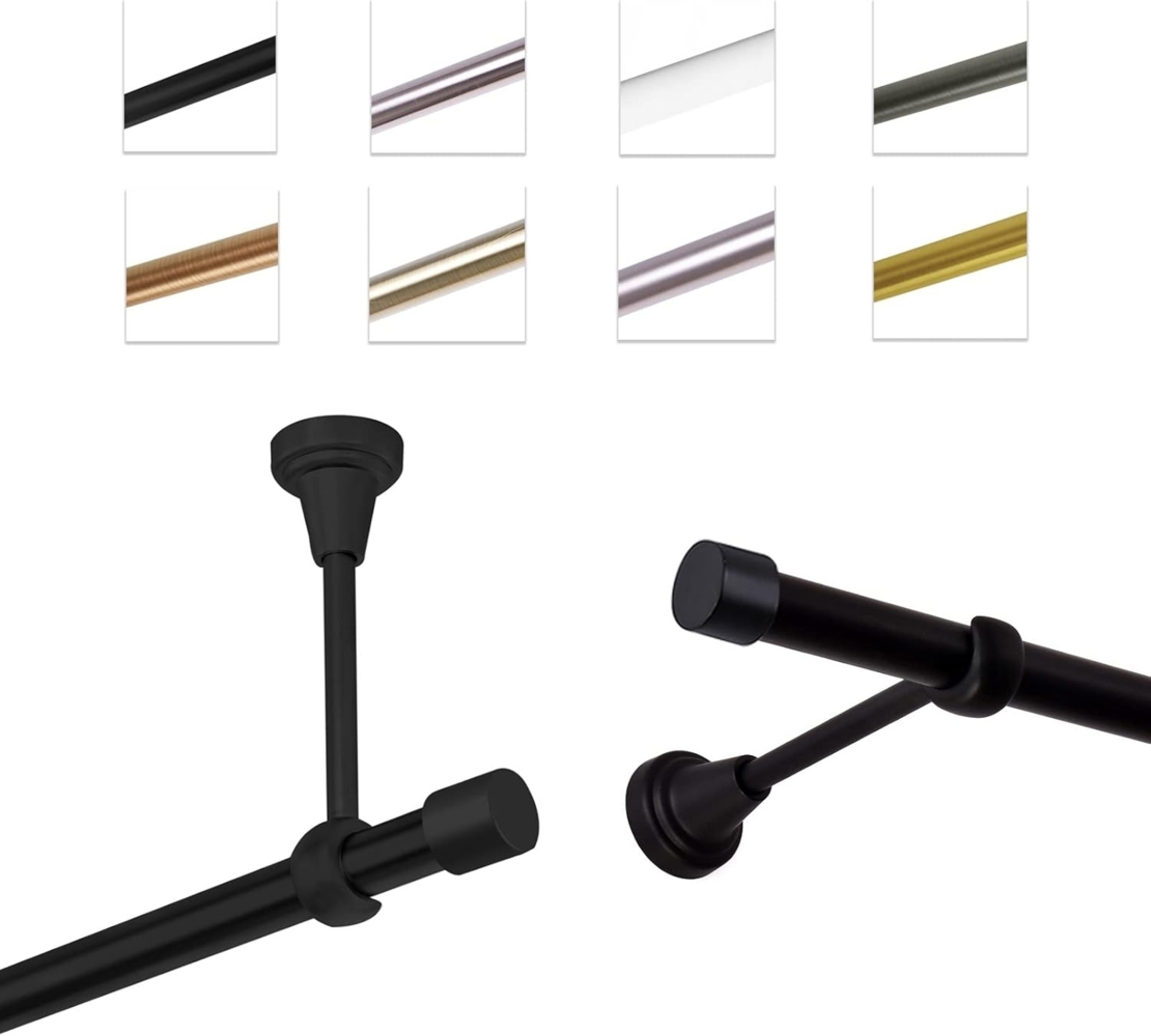 MDEKOR Gardinenstange Vorhangstange 19mm, 1-läufig, 1-läufig Wand oder Deckenmontage, 120 cm Schwarz Matt Bild 1