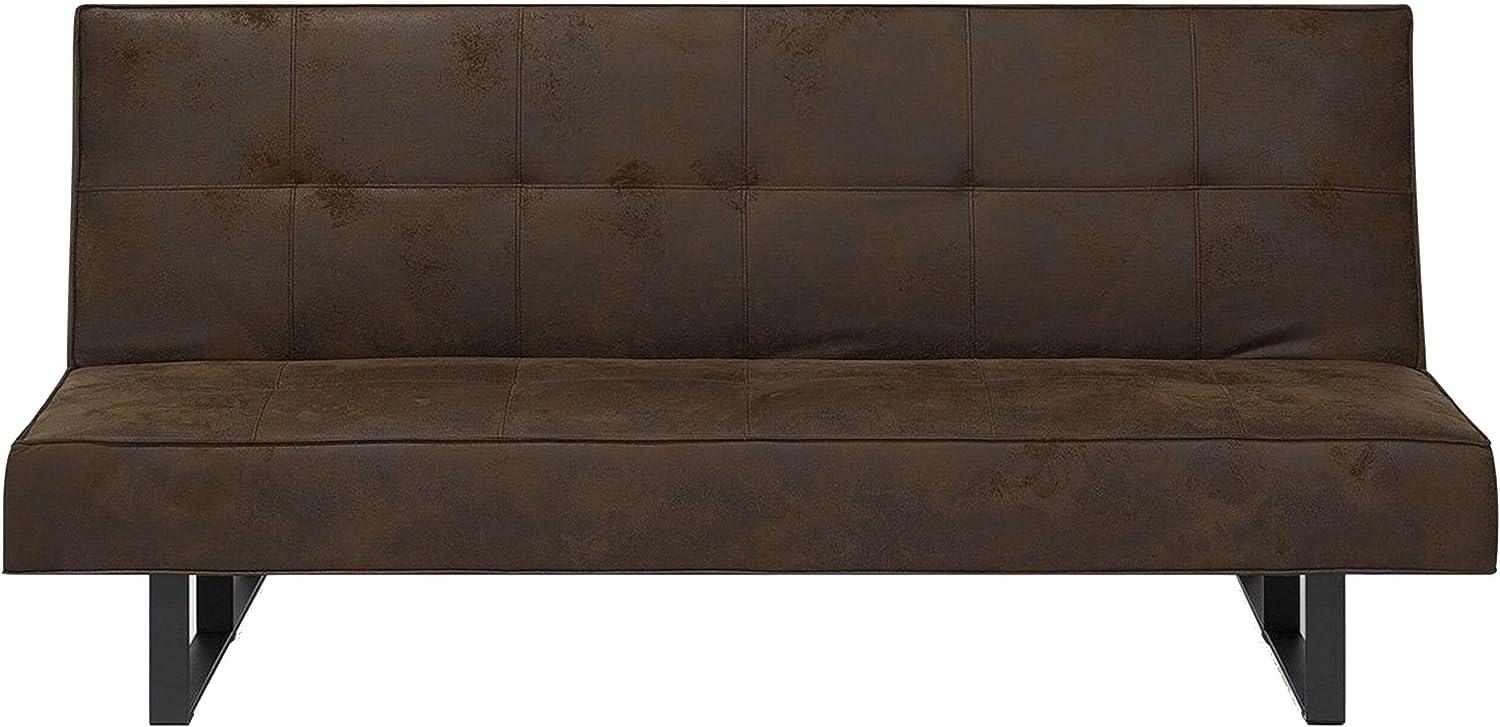 Schlafsofa 3-Sitzer Lederoptik braun 189 cm DERBY Bild 1