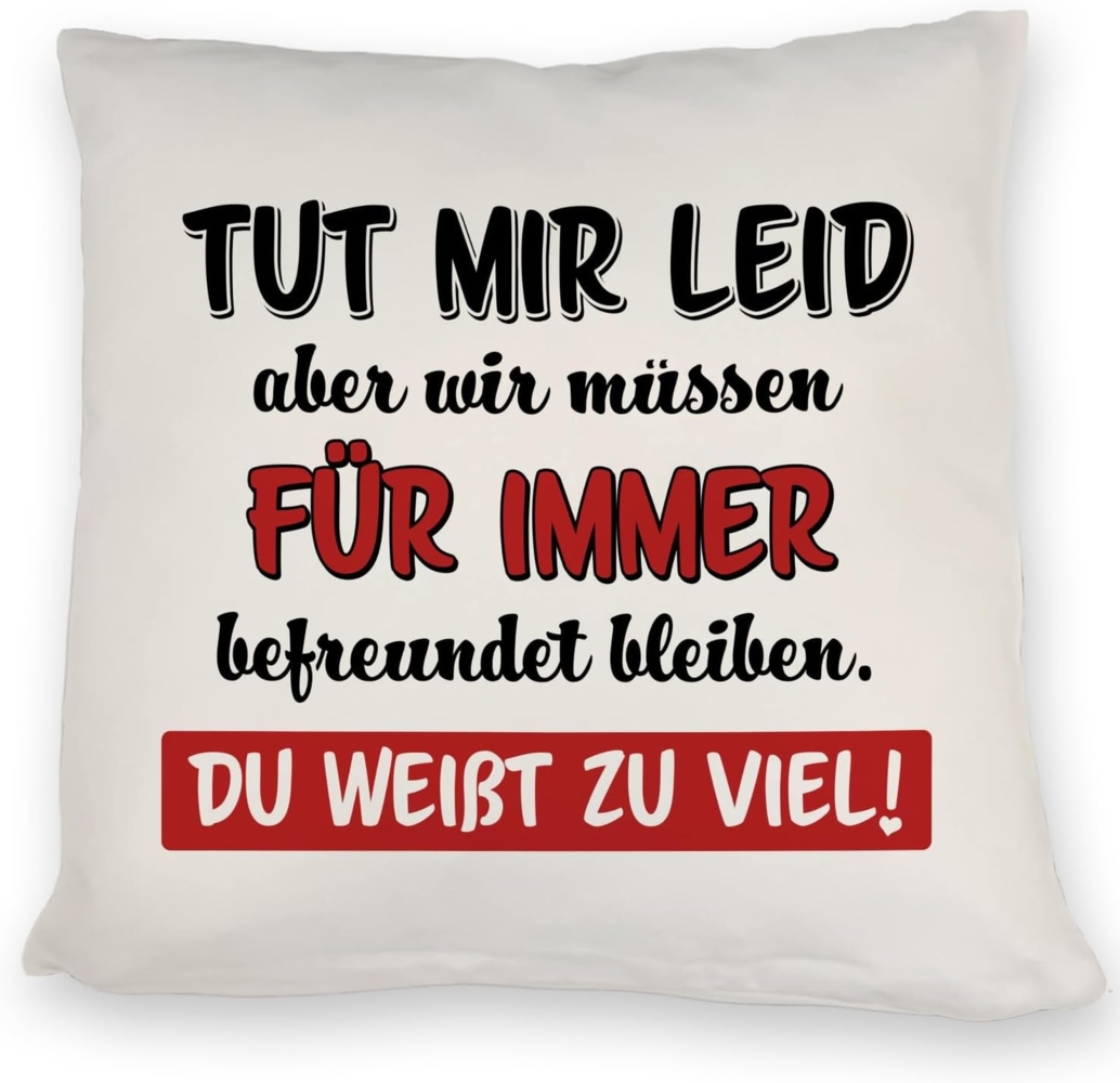 speecheese Dekokissen Freundschaft Kissen mit Spruch Tut mir Leid wir müssen befreundet Bild 1