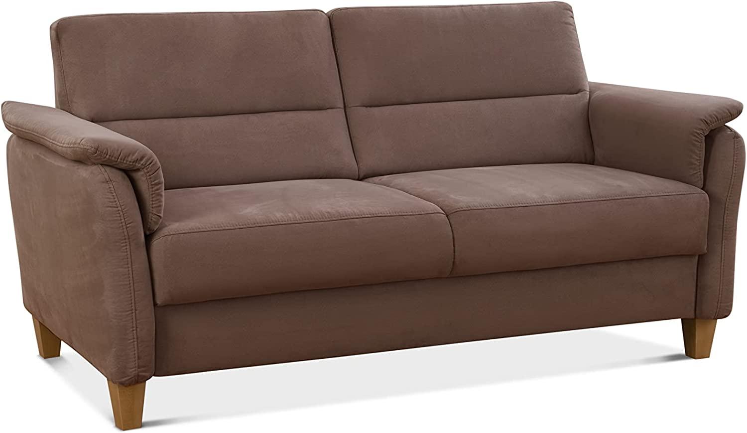 CAVADORE 3er-Sofa Palera mit Federkern / Kompakte Dreisitzer-Couch im Landhaus-Stil / passender Sessel und Hocker optional / 179 x 89 x 89 / Mikrofaser, Hellbraun Bild 1
