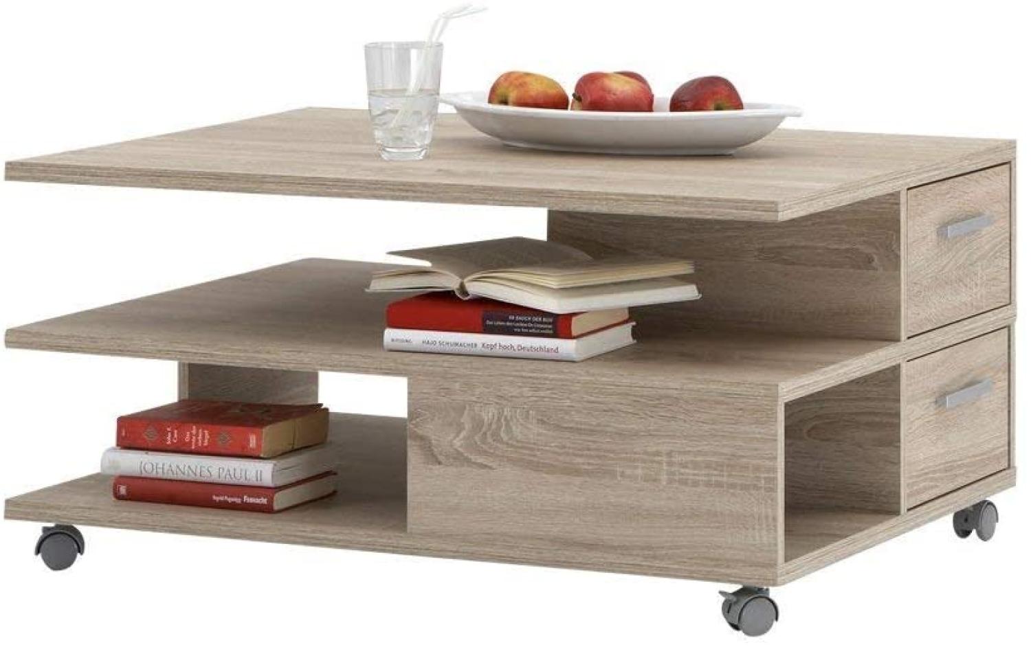 FMD 'Pia' Couchtisch auf Rollen, Eiche, 90x60 cm Bild 1