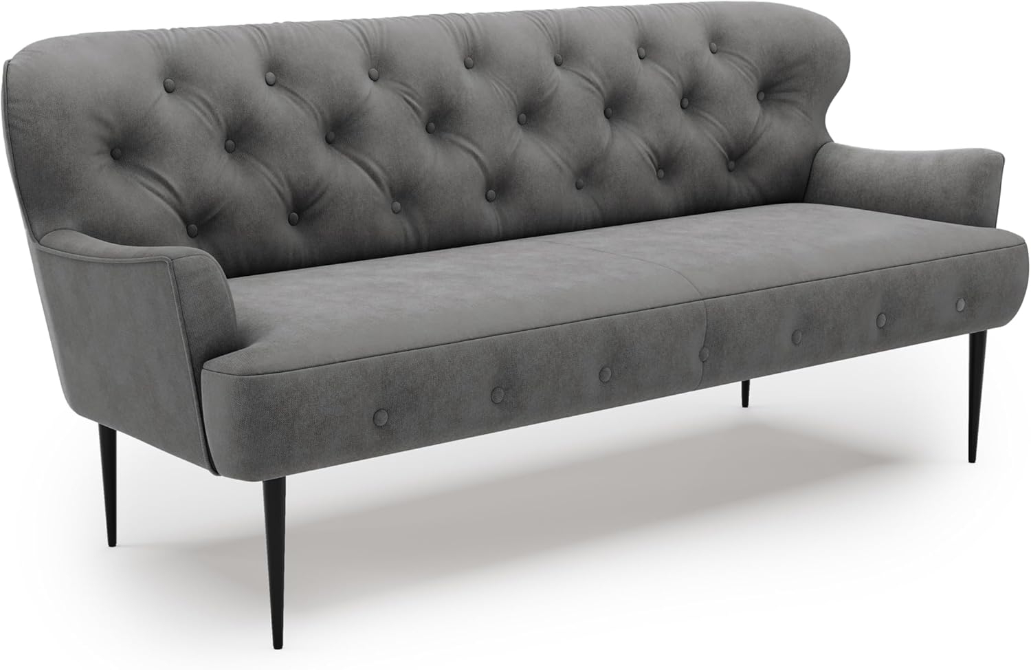 CAVADORE 3-Sitzer Küchensofa Amba, Trendige Sitzbank für Küche oder Esszimmer / 193 x 97 x 87 / Flachgewebe: Dunkelgrau Bild 1