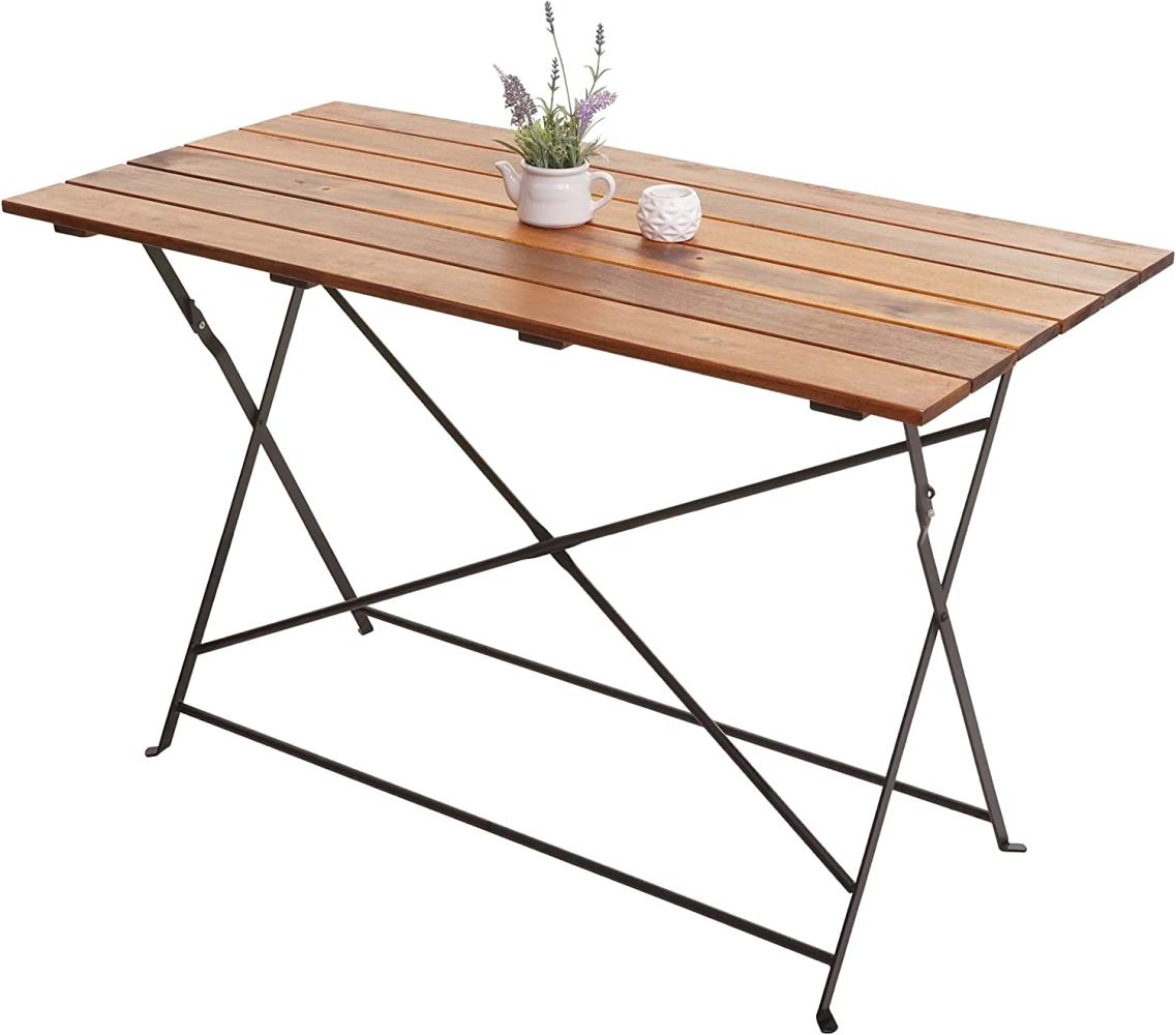 Biergartentisch HWC-J40, Klapptisch Gartentisch, Gastronomie-Qualität Akazie MVG-zertifiziert 120x60cm ~ braun Bild 1