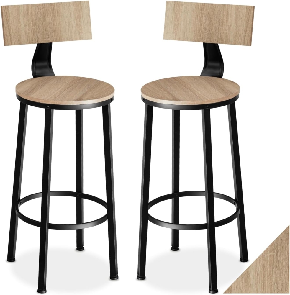tectake Barhocker 2er Set Barhocker, mit Rückenlehne Bild 1