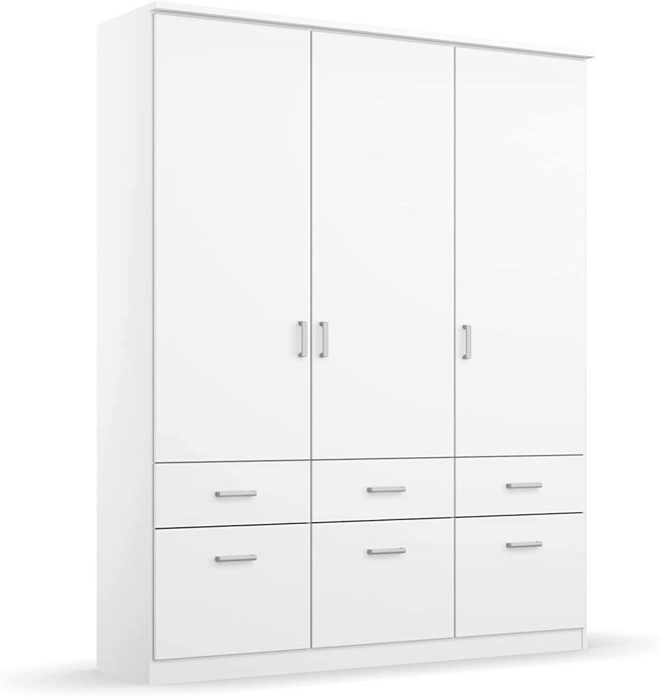 Rauch Möbel Bremen Schrank Drehtürenschrank Kleiderschrank in Weiß mit 6 Schubladen 3-türig, inklusive Zubehörpaket Basic 2 Kleiderstangen, 2 Einlegeböden BxHxT 136x199x58 cm Bild 1