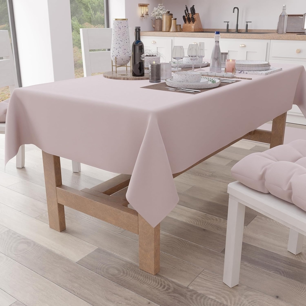 PETTI Artigiani Italiani - Rechteckige Tischdecke, Elegante Tischdecke, einfarbige Tischdecke aus Baumwolle, Küchentischdecke, rosa Tischdecke für 6 Plätze (140x180 cm), 100% Made in Italy Bild 1