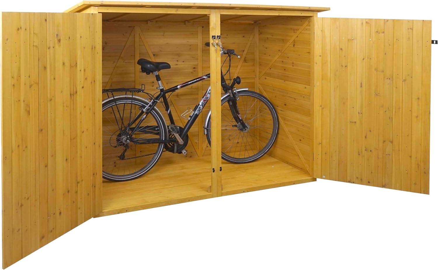 1er-Fahrradgarage HWC-H60, Fahrradbox Geräteschuppen Gerätehaus, MVG abschließbar 152x184x98cm ~ braun Bild 1