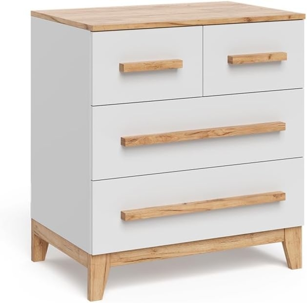 Kommode Malia Weiß/Artisan 80 x 88 cm mit 4 Schubladen Vitalispa Bild 1