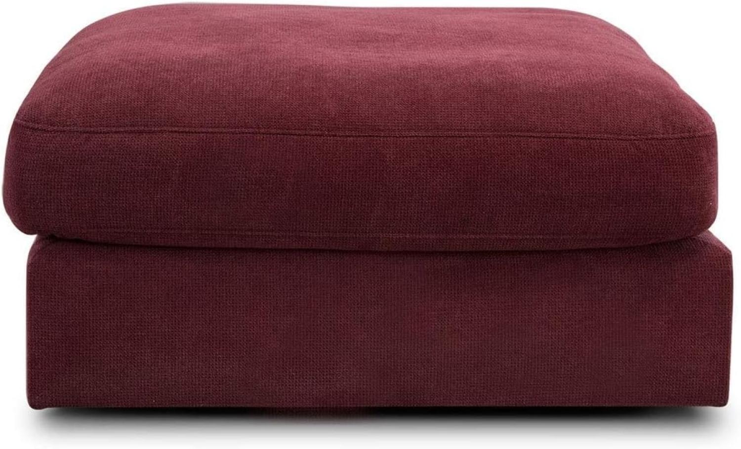 CAVADORE Hocker "Fiona"/ XXL-Fußbank, Polsterbank im modernen Design / 97 x 48 x 97 / Webstoff burgunder-rot Bild 1