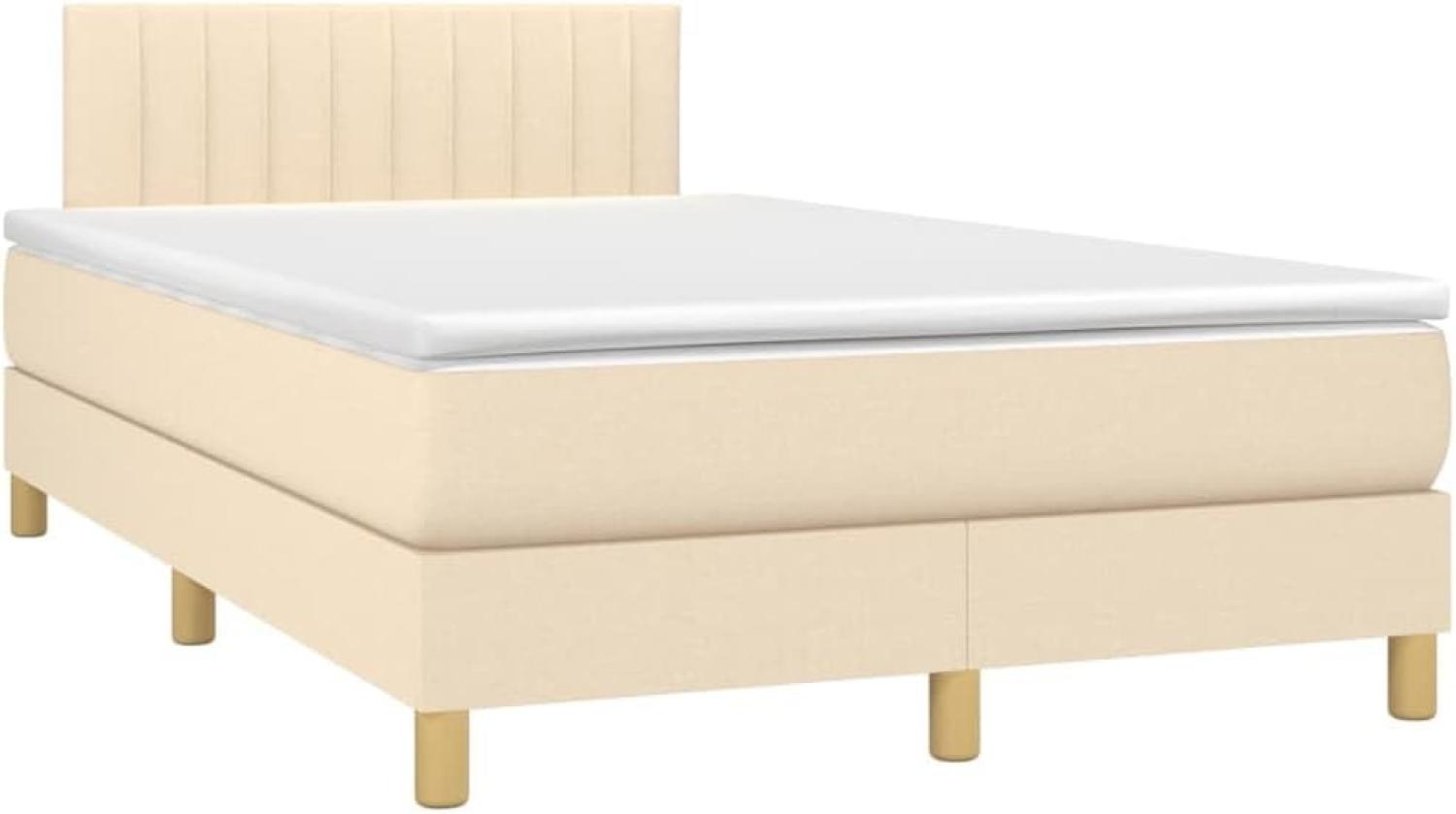 vidaXL Boxspringbett mit Matratze Creme 120x200 cm Stoff, Härtegrad: H2 [3140766] Bild 1