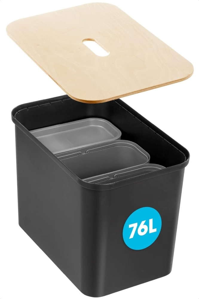 ORTHEX Abfallsammler SmartStore Collect 76l Komplettset mit 3 Einsätzen schwarz Bild 1