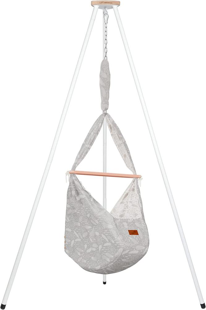 Federwiege mit Tipi Dreamcatcher WarmGrey Weiß Schafwolle Bild 1