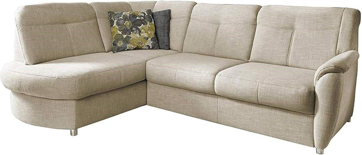 CAVADORE Schlafsofa Sunuma mit Ottomanen links / Moderne Eckcouch mit Schlaffunktion und Bettkasten / 246 x 91 x 176 / Beige Bild 1