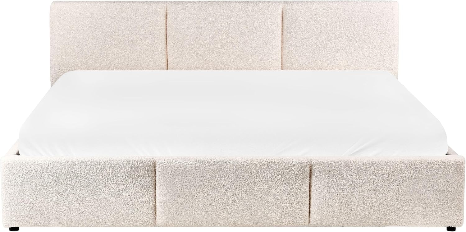 Bett mit Stauraum Bouclé BOUSSE 180 x 200 cm Cremeweiß Bild 1