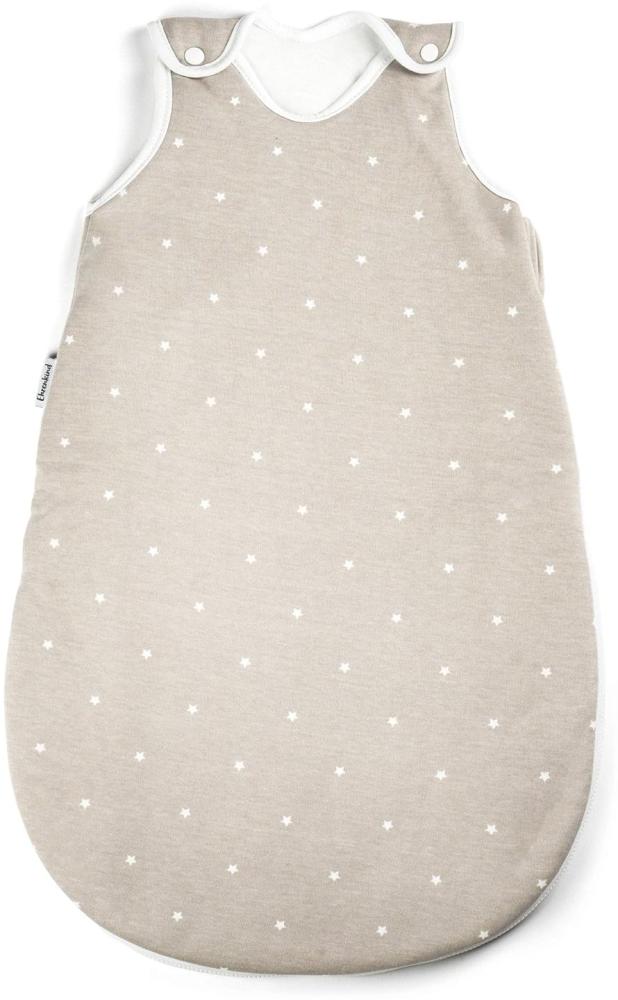 Ehrenkind® Babyschlafsack Rund | Bio-Baumwolle | Ganzjahres Schlafsack Baby Gr. 86/92 Farbe Taupe mit weißen Sternen Bild 1