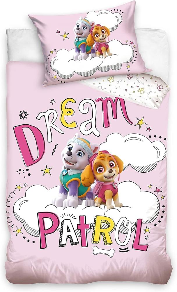 MTOnlinehandel Kinderbettwäsche Paw Patrol 100x135 + 40x60 cm, 100 % Baumwolle, Renforcé, 2 teilig, Dream Patrol Babybettwäsche in pink und rosa Bild 1