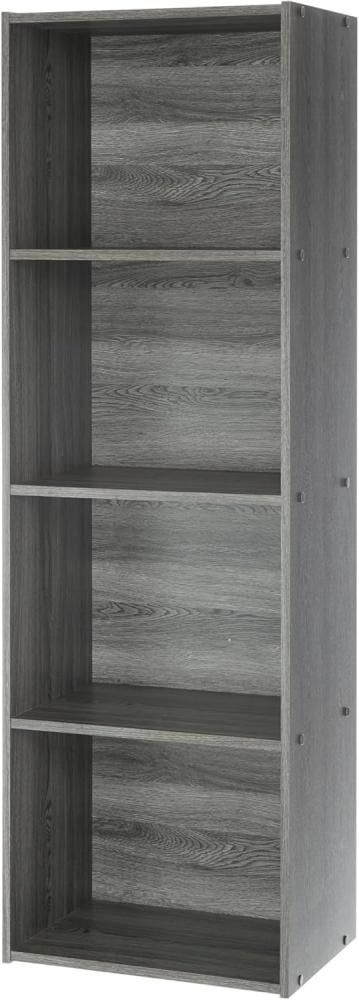 Iris Ohyama, Schrank, 4 Büroregale, Bücherregal, stabil, große Kapazität, multifunktional, massiv, Schlafzimmer, Wohnzimmer – Office Basic Rack - CX-4FN – Graue Eiche Bild 1